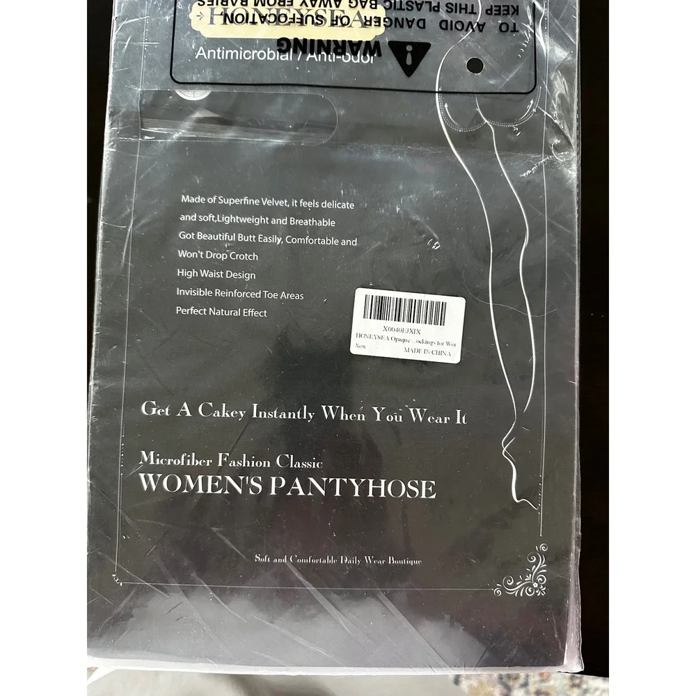 Honeysea Pantyhose High Waist Control Top Opaque Tights Black New